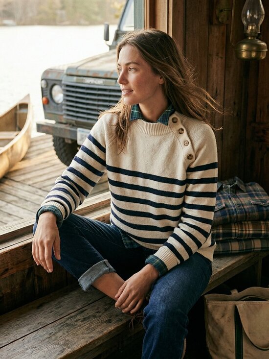 L.L. Bean Sweaters - L.L. Bean Signature XL Wool Navy Striped Kingfield Sweater Quiet Luxury Rare